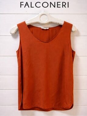 FALCONERI Orange Silk Sleeveless Top Size S